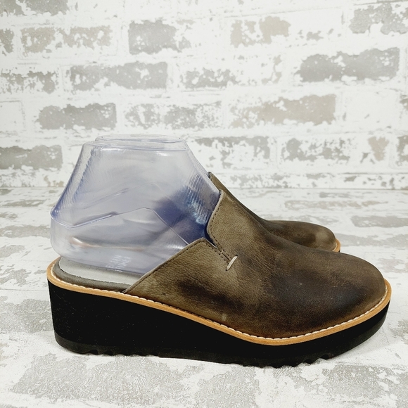 New Eileen Fisher Loti Brown Leather Platform Clogs T588 - Picture 5 of 12